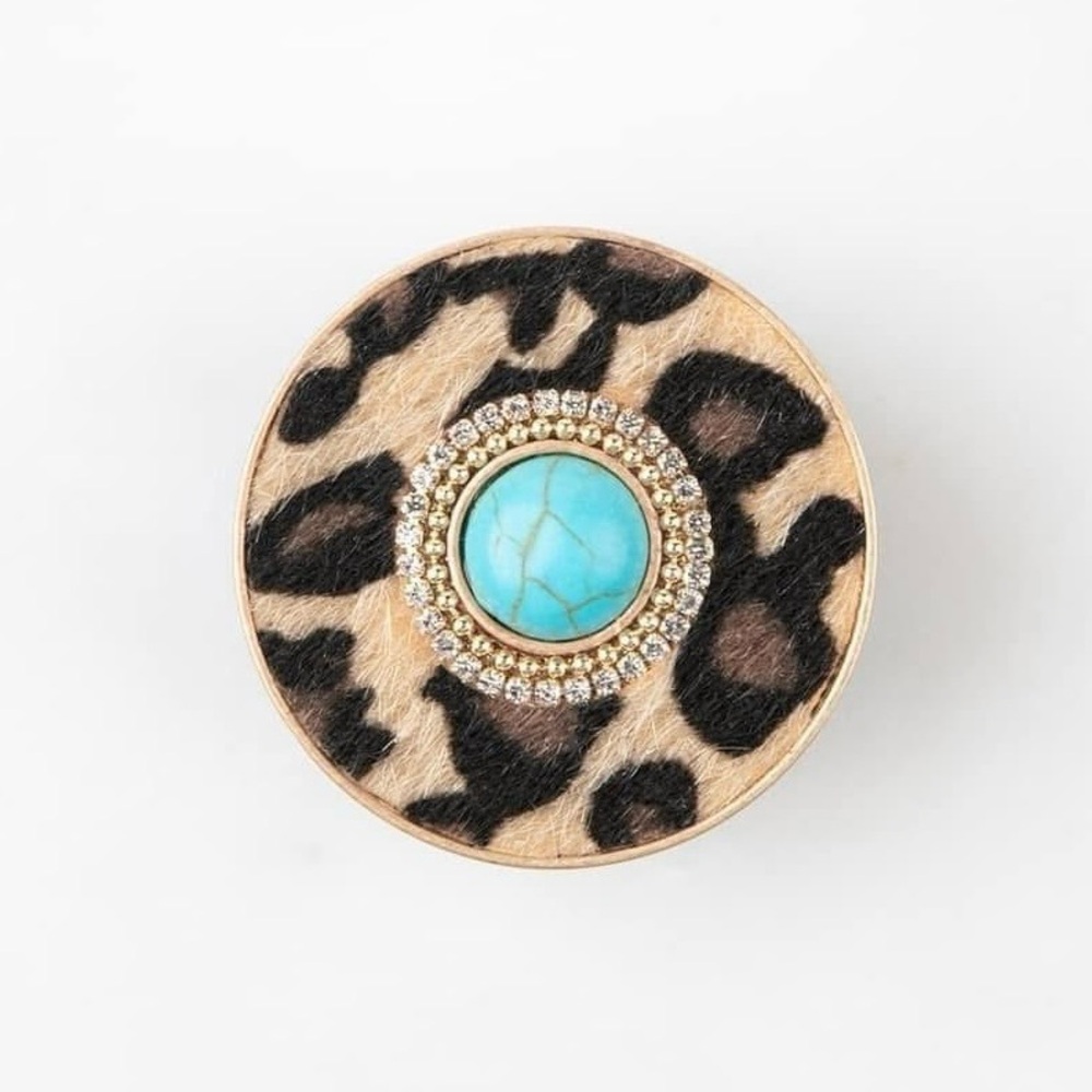🆕 Leopard Turquoise Pop Socket Phone Grip - Picture 2 of 7
